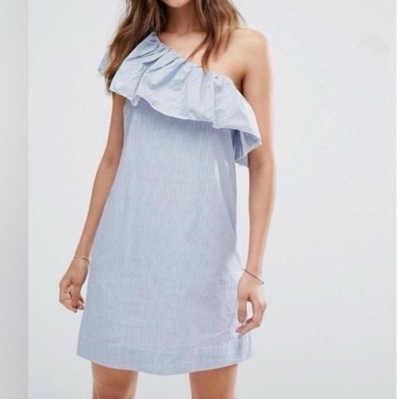 Abercrombie & Fitch One-Shoulder Ruffle Dress Size Small Petite - Picture 1 of 11